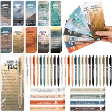 Imagem de Feifeiya 25 conjuntos de canetas cristãs cristãs em massa versículo bíblico números de emergência marcadores de livro bem-vindos pastor igreja presente de agradecimento para colegas de trabalho