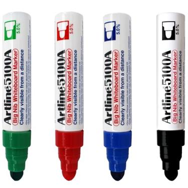 Imagem de Artline Marcadores apagáveis a seco com ponta grande Magnum 5100A, ponta de bala extra grossa de 5,0 mm, legível a uma grande distância, marcadores coloridos de baixo odor para escola, preto,