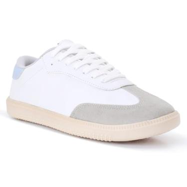 Imagem de Tênis Casual Feminino Samba Retro Dia a Dia (BRANCO AZUL, BR, Adulto, Numérico, 38)