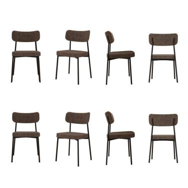 Imagem de Kit com 8 Cadeiras para Sala de Jantar Mona Yescasa Marrom Castor
