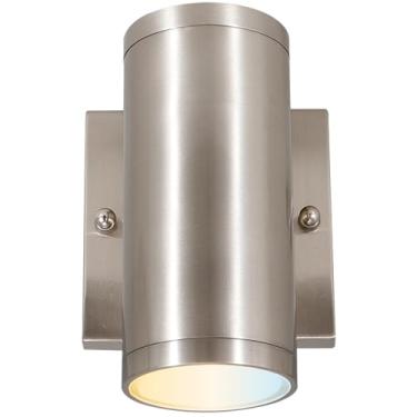 Imagem de Sunlite Luminária De Parede Tubular Led Para Exterior De 6 Polegadas, 12 W, 1000 Lmns, Cor Selecionável 30 K/40 K/50 K, Regulável, Listado Etl, Montagem Em Parede Para Cima Ou Para Baixo, Níquel Esc