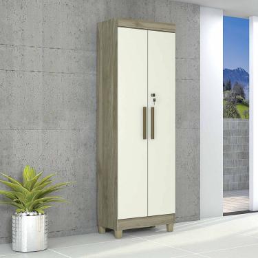 Imagem de Armário Multiuso 2 Portas Com Chave Baião Magno Móveis Angelim/Off White