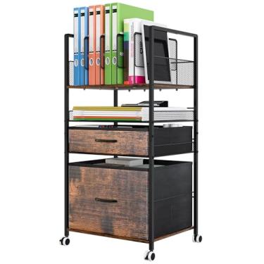 Imagem de Solinxe Carrinho de armazenamento com 2 gavetas – Carrinho utilitário resistente de 4 camadas com divisórias e rodas ajustáveis, armário de armazenamento móvel para casa, escritório, sala de aula