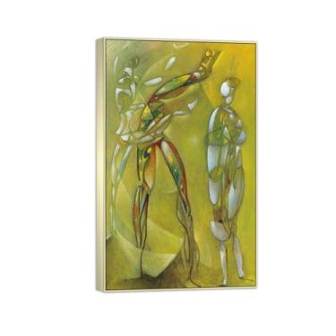 Imagem de Imagem famosa em tela de Max Ernst - Impressões de arte de parede abstrata - Pintura de arte em moldura prateada para decoração de sala de estar quarto (Dançarinos sob o céu estrelado) 20 x 30 cm - 8