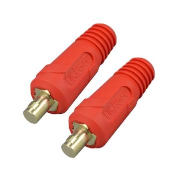 Imagem de RIVERWELD Conector de painel de cabo de soldagem TIG DKJ35-50 300Amp Dinse ajuste rápido vermelho 2 pacotes