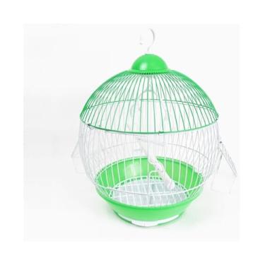 Imagem de Gaiola de pássaro papagaio gaiola de pássaro pequena villa metal telhado gaiola ornamental gaiola de pássaro de criação de ferro gaiola de voo (verde)