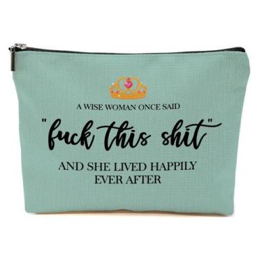 Imagem de Bolsa de viagem de maquiagem Blue Leaves, presentes engraçados para mu