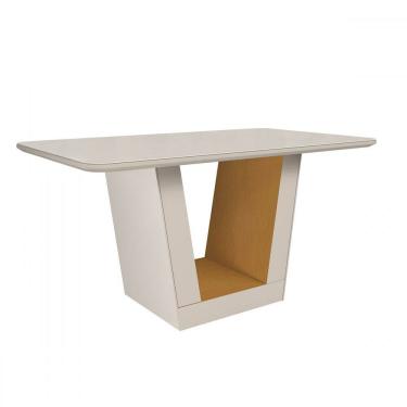 Imagem de Mesa de Madeira 160 Cm Viena com Vidro Off White/Natural - Art Panta
