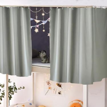 Imagem de CHELEI2019 Cortinas de beliche blackout com 2 painéis com revestimento sombreado para dormitório de estudantes solteiro, cinza