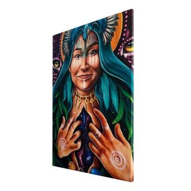 Imagem de Quadro Decorativo Canvas Xamânico Indígena Mística Sala60x40 - DC Expr