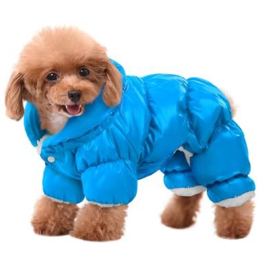Imagem de AOFITEE Casaco para cães, casaco impermeável para cães, casaco de inverno para cães de corpo inteiro, roupa de neve, casaco acolchoado à prova de vento, terno de neve com pernas, colete de inverno de
