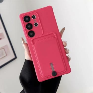 Imagem de Capa de silicone líquido para Samsung Galaxy S25 S24 S23 S22 S21 S20 Ultra Plus Fe Capa com suporte para cartão para Samsung A56 A55 A54 A34 A53 (para Galaxy S22Plus/Rose)