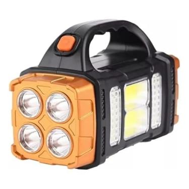 Imagem de Lanterna Holofote LED Recarregável USB e Solar – Super Potente 2400lm, 3 Modos de Luz, Bateria Interna – Cor Vermelha