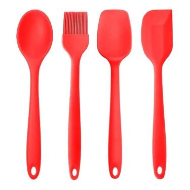 Imagem de Kit Utensílios De Silicone Maciço Colher Espátula Flexível