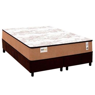 Imagem de Cama Box Queen: Colchão Molas Ensacadas Plumatex Smart Classic + Base Crc Suede Brown (158x198)