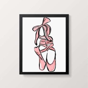 Imagem de Quadro Ilustração Sapatilha De Ballet 45X34 Com Vidro Preta - Quadros 