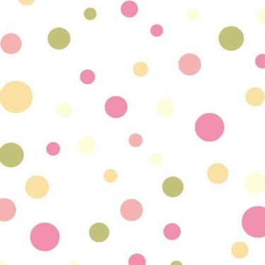 Imagem de Papel De Parede Poa Circulos Laranja Rosa Verde Autocolante - LRP