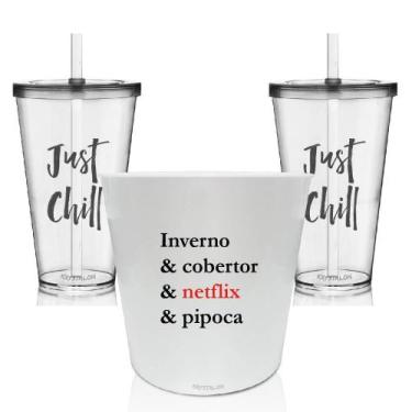 Imagem de Kit Balde De Pipoca E 2 Copos - Inverno & Cobertor - Krystalon