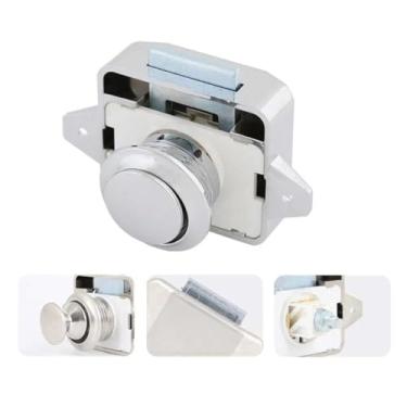 Imagem de 1 botão de pressão, trava de trava, gaveta, armário, porta, chave, para catamarã, trailer, motor, casa, caravana, prata