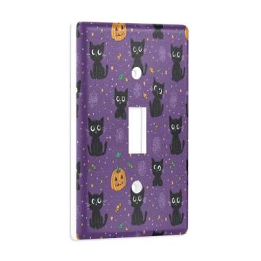 Imagem de Blueangle Capa para placa de parede para interruptor de luz - Halloween Black Cats Light Switch Cover Decorativa Placa de Parede, Tamanho 1 - Gangue 4,53 x 2,76 polegadas (104)