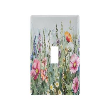 Imagem de Blueangle Capa para placa de parede para interruptor de luz - Capa decorativa para interruptor de luz de flores silvestres em aquarela Placa de parede, tamanho 1 gangue 4,53 x 2,76 polegadas (49)