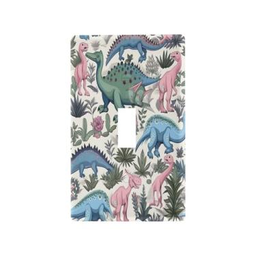 Imagem de Blueangle Capa para placa de parede para interruptor de luz - Capa decorativa para interruptor de luz de dinossauro colorido, placa de parede, tamanho 1 - gangue 4,53 x 2,76 polegadas (667)