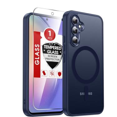 Imagem de LeYi Capa para celular Galaxy A54-5G: Capa compatível com Samsung A54 5G [Mag-Safe Fit] com protetor de tela, película fosca translúcida de toque suave e proteção de nível militar Funda para A 54