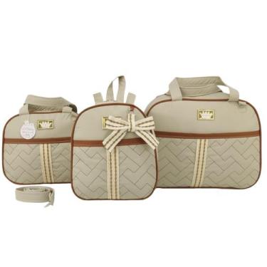 Imagem de Bolsa maternidade 3 peças laço bege - LET BABY BOLSAS DE MATERNIDADE