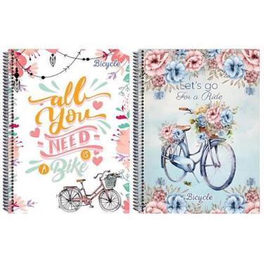 Imagem de Kit 2 Caderno Bike Capa Dura 200 Folhas Arame Com Pauta - 159046P26K2U
