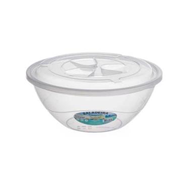Imagem de Saladeira Tigela Bowl 3,6 Litros Transparente Com Tampa Plástica Bpa F