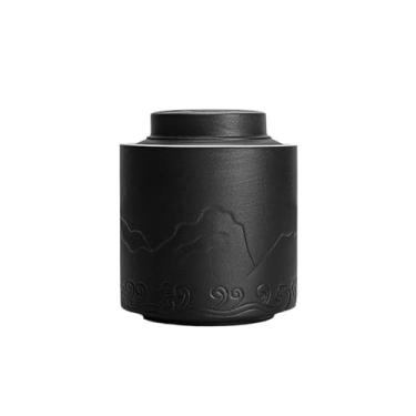 Imagem de CFGH6FDF Latas de chá grande para armazenamento de chá doméstico em cerâmica selada com tampa para balcão de cozinha, organizador de chá de despensa (preto)