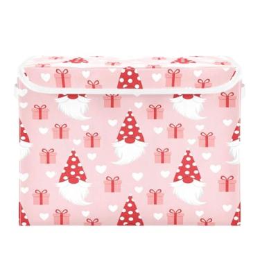 Imagem de Burbuja Caixa de armazenamento de gnomos com tampa e alças, caixa de armazenamento grande dobrável para prateleiras armário quarto escritório organizador