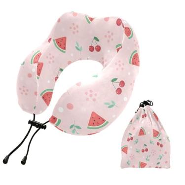 Imagem de Burbuja Almofada de pescoço de frutas para viagem, almofada de viagem de espuma viscoelástica para suporte de cabeça de carro de avião dormindo, lavável na máquina e portátil