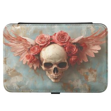 Imagem de Burbuja Caixa de joias de viagem rosa crânio dos namorados presente para mulheres e meninas, estojo de joias portátil de couro PU organizador para brincos, anéis, colares e pulseiras