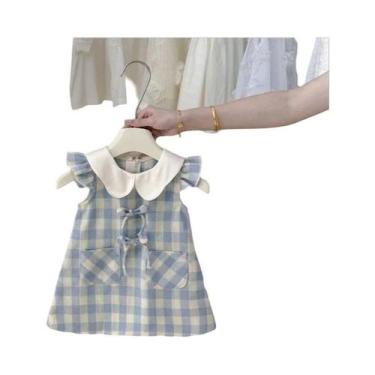 Imagem de 2024 novo bebê menina vestido xadrez verão estilo coreano algodão prin