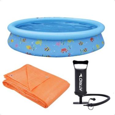 Imagem de COMP Kit Piscina Inflável Infantil 1.000 Litros Estampa Divertida PVC 
