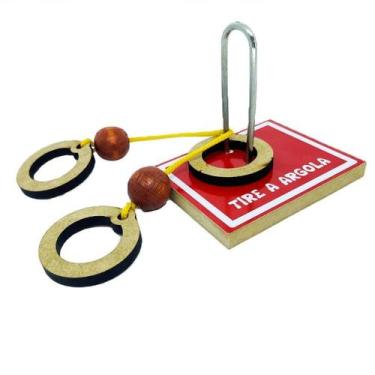 Imagem de Jogo Desafio Tire Argola Brinquedo Raciocínio Madeira Lógico, Educativ