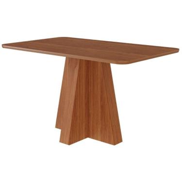 Imagem de Mesa de Jantar Maitê 20592 4 Lugares Retangular Tampo Mdf 130x80cm Cinamomo Marrom Mila...