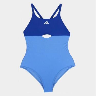 Imagem de Maiô Infantil Adidas Corte Costas X Kids, Azul, Azul claro, 9/10A