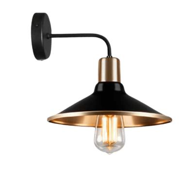 Imagem de Arandela Alumínio Retro P com 1 Lâmpada E-27 Preto Fosco e Cobre Nobre Luminárias 25CM