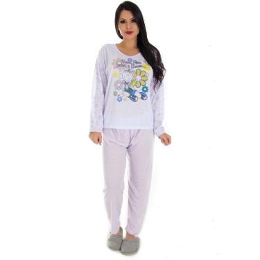 Imagem de Pijama Manga Longa Feminino em Malha Suave PV | 159