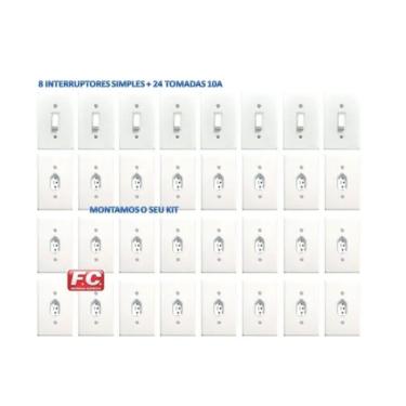 Imagem de Tomadas E Interruptores (32 Pç) Kit Casa Completa