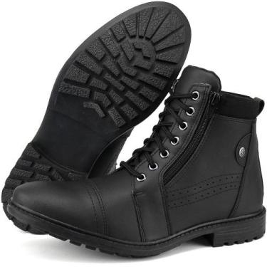 Imagem de Bota Coturno Com Ziper Lateral Perfuros Masculino - Sapatofran