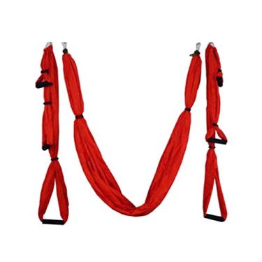 Imagem de Bestgift – Ferramenta de inversão de rede aérea para ioga e balanço para academia e casa, vermelho, 249 x 150 cm
