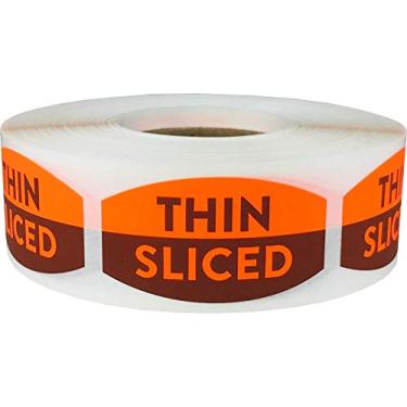 Imagem de Etiquetas adesivas finas fatiadas para alimentos da mercery, 1,75 x 1,375 polegadas, 500 adesivos no total