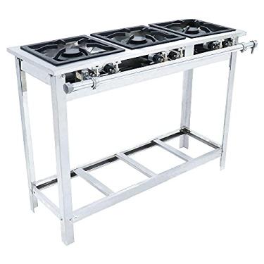 Imagem de Fogão Industrial Venâncio 3 Bocas Duplas a Gás Baixa Pressão Inox com Pé Ei3d3p