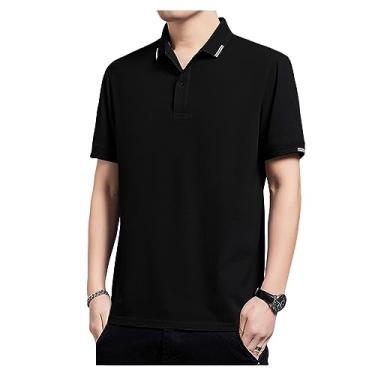 Imagem de Camisa polo masculina de seda gelo de lapela sólida com botão para treino camiseta atlética secagem rápida curta, Cor 2, M