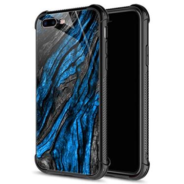 Imagem de CARLOCA Capa para iPhone 8 Plus, azul marinho camuflado com textura de madeira para iPhone 7 Plus para meninos e meninas, design gráfico à prova de choque, antiarranhões, proteção contra quedas para Apple iPhone 7/8 Plus
