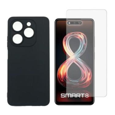 Imagem de Capa Case + Película Hidrogel Para Infinix Smart 8 / 8 Pro - DB, Preto