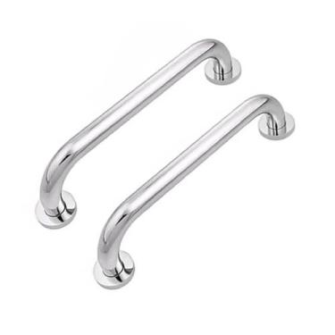 Imagem de Alça Apoio 30cm Kit 2 uni Inox Banheiro Idoso Deficiente Acessibilidad
